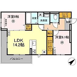 プラーナ 2LDKの間取図画像