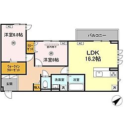 プラーナ 2LDKの間取図画像
