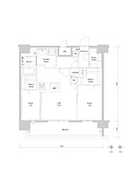 エンクレスト博多PARKSIDE 2LDKの間取図画像