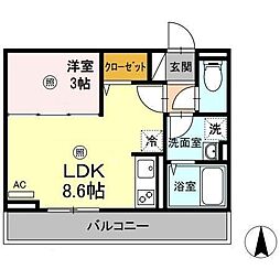 オーブ 1LDKの間取図画像