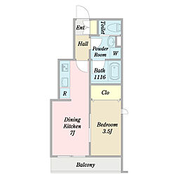 ＨＡＲＶＥＳＴ日暮里 1階1LDKの間取り