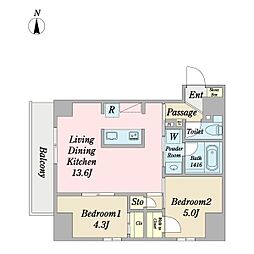 Ｂｅｌｌ　Ｆｏｒｅｔ　両国 7階2LDKの間取り