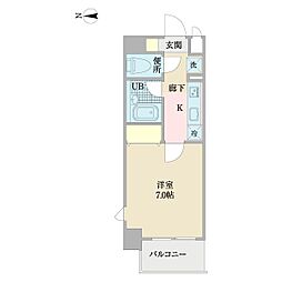 サンベルク毛利 4階1Kの間取り