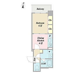 CASAKANON石原 1DKの間取図画像
