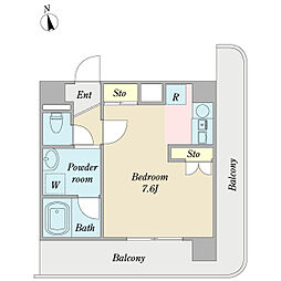 シティワース 6階1Kの間取り