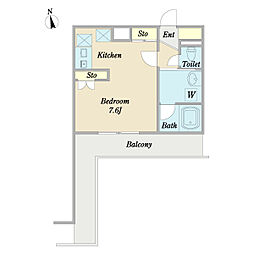 シティワース 4階1Kの間取り