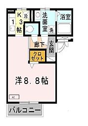 スタティオ正雀 1階ワンルームの間取り