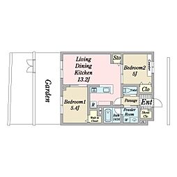 クラール茨木駅前 2LDKの間取図画像