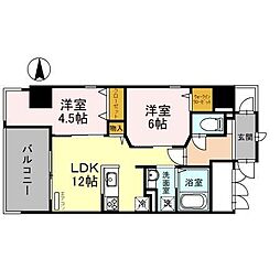 テラス天の川 2LDKの間取図画像