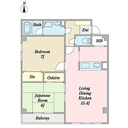 シュテルンドルフ 2LDKの間取図画像