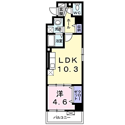 ハックベリー茨木南 1LDKの間取図画像