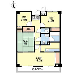 千里パークビューテラス 3LDKの間取図画像