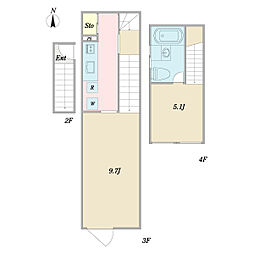 コンソラーレ 2階ワンルームの間取り
