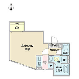 ＣＥＬＭ中目黒 0102 1階ワンルームの間取り