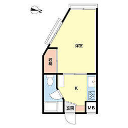 サンハイム ワンルームの間取図画像