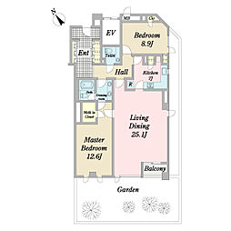 パークビュー有栖川 2LDKの間取図画像