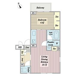 エストメゾン渋谷 1LDKの間取図画像