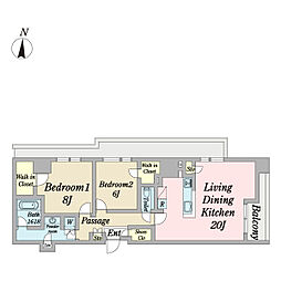 グランドレジデンス下北沢 2LDKの間取図画像