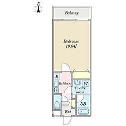 スタジオK ワンルームの間取図画像