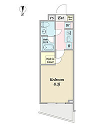 オークスクエア本郷 5階1Kの間取り