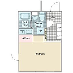 ＬＡＰＳ神楽坂 3階ワンルームの間取り