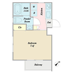 Ａｊｉｔｅｓａｎｏ 1階1Kの間取り