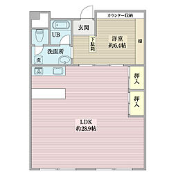 なぎさニュータウン7号棟 1LDKの間取図画像