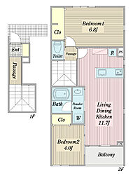 チェルシーミードＶ 2階2LDKの間取り