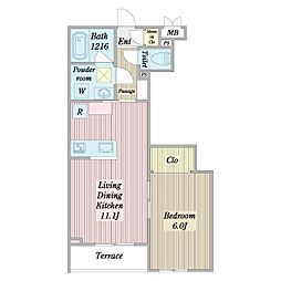 プエンテリア岡崎 2階1LDKの間取り