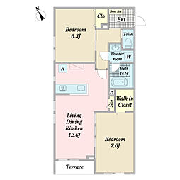 ウィンライト 2LDKの間取図画像