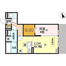 ＧＲＡＭＭ佐野屋敷 1階1LDKの間取り