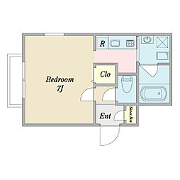 高瀬川ストゥーディオ 2階1Kの間取り