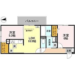 ルーセント伏見稲荷 102 1階2LDKの間取り