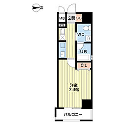 URBAN FLATS SHIJO NISHINOTOIN 2階1Kの間取り