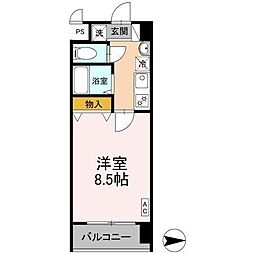 カスタリア京都西七条 2階1Kの間取り