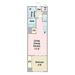 プロシード西大路 5階1LDKの間取り
