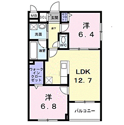 アーバンコート堀川西 2LDKの間取図画像