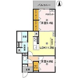 GRAMM北浜 2LDKの間取図画像
