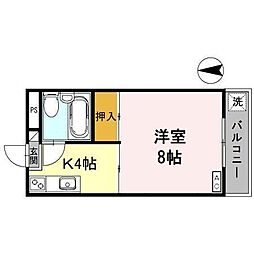 西浦マンション 1Kの間取図画像