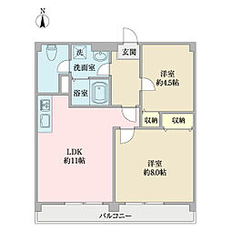 行徳マンション 2LDKの間取図画像
