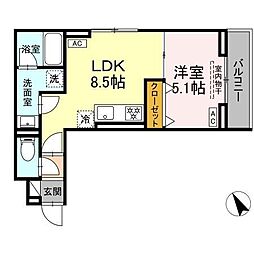 セレスティア桜上水 1LDKの間取図画像