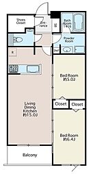 成城BLESSA 2LDKの間取図画像