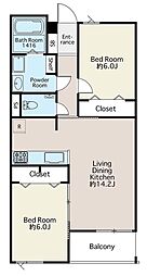 成城ＢＬＥＳＳ　Ａ棟 3階2LDKの間取り