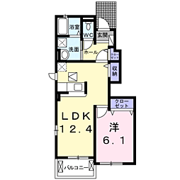 フィオーレ・2016D 1LDKの間取図画像