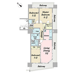 Ｄ’グラフォート沖縄タワー 5階3LDKの間取り