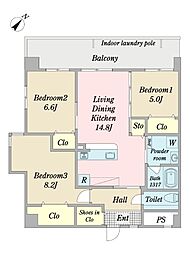 アマテラス新都心 3LDKの間取図画像