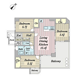 パラシオン国場 3LDKの間取図画像