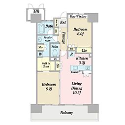 ル・サンク那覇開南 2LDKの間取図画像