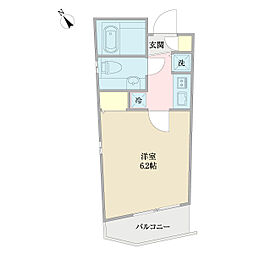 ウィステリアハイツ 2階1Kの間取り