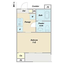 MELDIA田端 1Kの間取図画像